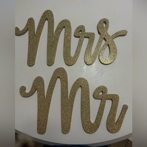 MRS. & MR. Sign gold glitter  wedding/shower/party